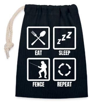 Eat Sleep Fence Repeat - Verschließbarer Geschenkbeutel aus Baumwolle (14x20cm) - Navy - Vorne