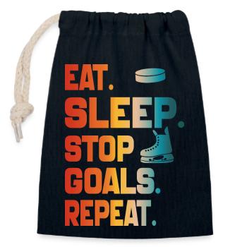 Eat Sleep Stop goals Repeat Hockey Lover gift - Closable cotton gift bag (14x20cm) - navy - Front