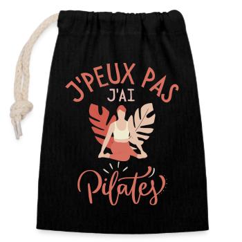 Je peux pas j ai pilates - Sac cadeau en coton avec cordon (14 x 20 cm) - noir - Devant