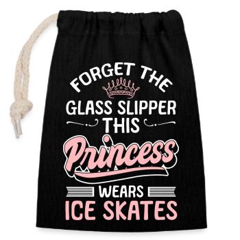 Patinage sur glace Sports de glace Patinoire - Sac cadeau en coton avec cordon (14 x 20 cm) - noir - Devant