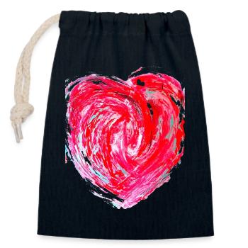 "Heart2" by Acryl Gallery & Design - Closable cotton gift bag (14x20cm) - navy - Front