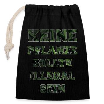 Cannabis Legal - Verschließbarer Geschenkbeutel aus Baumwolle (14x20cm) - Schwarz - Vorne