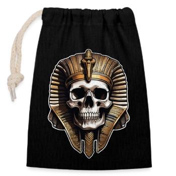 pharaon- momie - egypte - Sac cadeau en coton avec cordon (14 x 20 cm) - noir - Devant