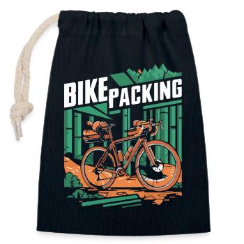 Bikepacking-Abenteuerszene - Verschließbarer Geschenkbeutel aus Baumwolle (14x20cm) - Navy - Vorne