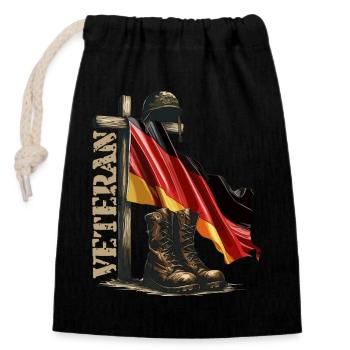 Gedenkflagge und Stiefel Veteranentag Veteran - Verschließbarer Geschenkbeutel aus Baumwolle (14x20cm) - Schwarz - Vorne