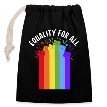 Equality for all - Closable cotton gift bag (14x20cm) - black - Front