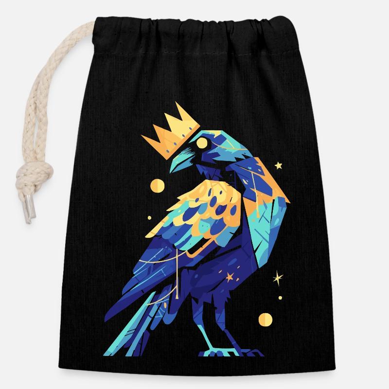 Fabulous Raven - Verschließbarer Geschenkbeutel aus Baumwolle (14x20cm) - Schwarz