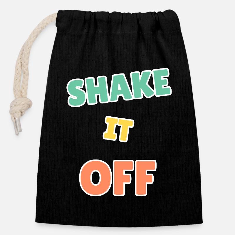 Vibrant Shake It Off Design motivant - Sac cadeau en coton avec cordon (14 x 20 cm) - noir