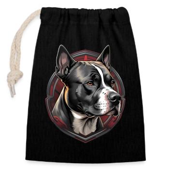 Tête de Staffordshire américain - Sac cadeau en coton avec cordon (14 x 20 cm) - noir - Devant