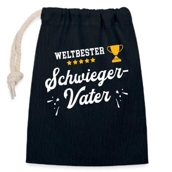 Weltbester Schwiegervater Bester Schwiegerpapa - Verschließbarer Geschenkbeutel aus Baumwolle (14x20cm) - Navy - Vorne