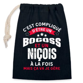 Habitants de Nice - Sac cadeau en coton avec cordon (14 x 20 cm) - bleu marine - Devant