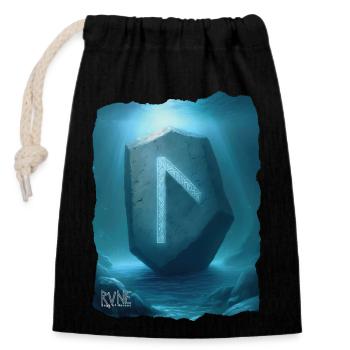 Laguz Runes Artwork - Closable cotton gift bag (14x20cm) - black - Front
