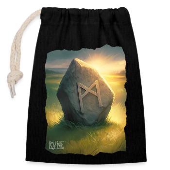 Rune Mannaz Artwork - Closable cotton gift bag (14x20cm) - black - Front