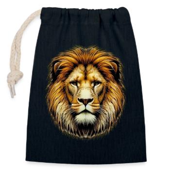 Lion - Closable cotton gift bag (14x20cm) - navy - Front