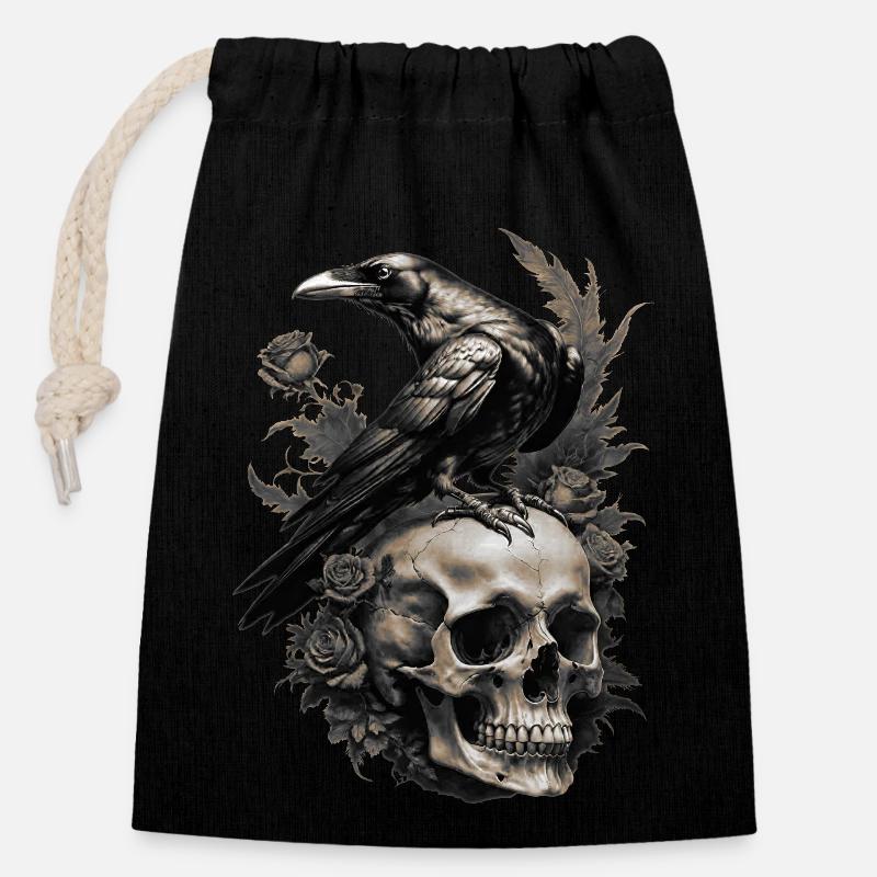 Âme sombre - Sac cadeau en coton avec cordon (14 x 20 cm) - noir