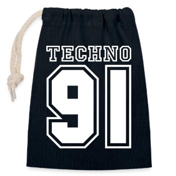 TECHNO 91 - Verschließbarer Geschenkbeutel aus Baumwolle (14x20cm) - Navy - Vorne