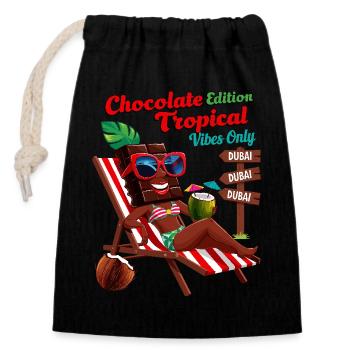 Schokolade Tropical - Verschließbarer Geschenkbeutel aus Baumwolle (14x20cm) - Schwarz - Vorne