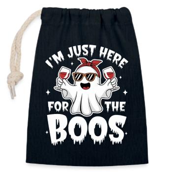 I'm Just Here for the Boo's Funny Ghost Party - Closable cotton gift bag (14x20cm) - navy - Front