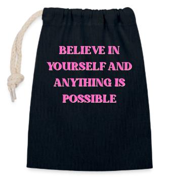 Believe - Closable cotton gift bag (14x20cm) - navy - Front