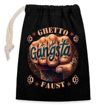 Ghetto Faust - Verschließbarer Geschenkbeutel aus Baumwolle (14x20cm) - Schwarz - Vorne