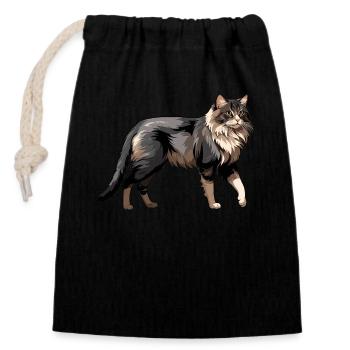 Norwegian Cat - Cute Pet Sticker - Closable cotton gift bag (14x20cm) - black - Front