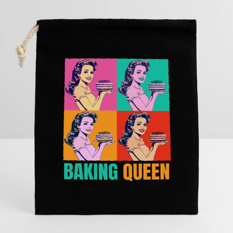Backen Torte Backkönigin Backfee Bäckerin Pop Art Verschließbarer Geschenkbeutel aus Baumwolle (14x20cm)
