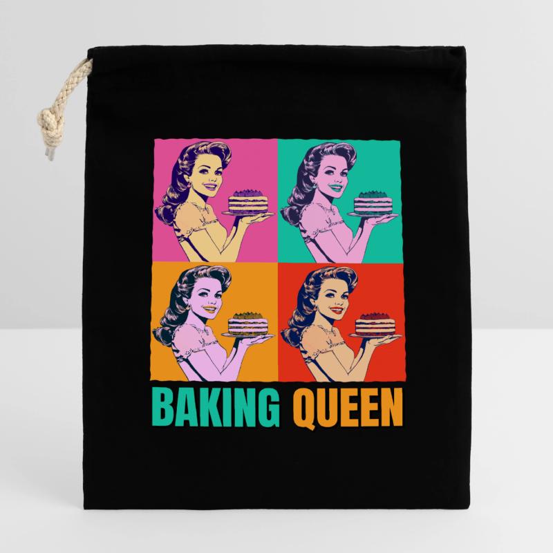 Cuisson Gâteau Cuisson Reine Cuisson Fée Boulanger Pop Art Sac cadeau en coton avec cordon (14 x 20 cm)