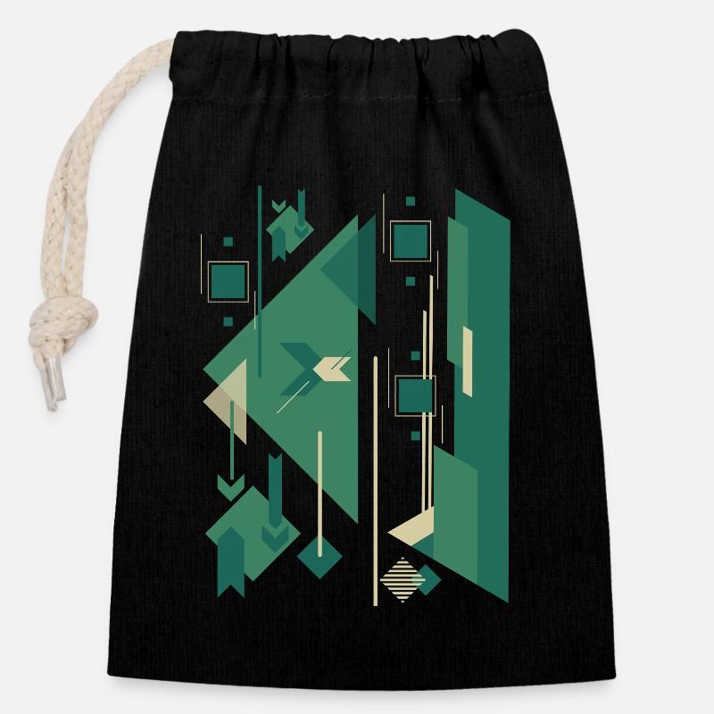 Figure gomtrique abstraite - Sac cadeau en coton avec cordon (14 x 20 cm) - noir