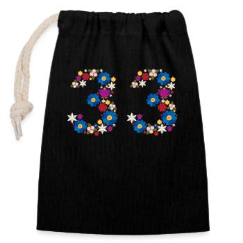 Fleurs 33 - Sac cadeau en coton avec cordon (14 x 20 cm) - noir - Devant