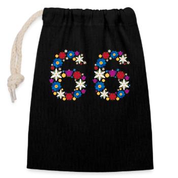 Fleurs 66 - Sac cadeau en coton avec cordon (14 x 20 cm) - noir - Devant