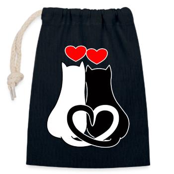 with hearts - Closable cotton gift bag (14x20cm) - navy - Front