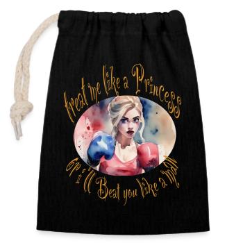 True Princess - Closable cotton gift bag (14x20cm) - black - Front