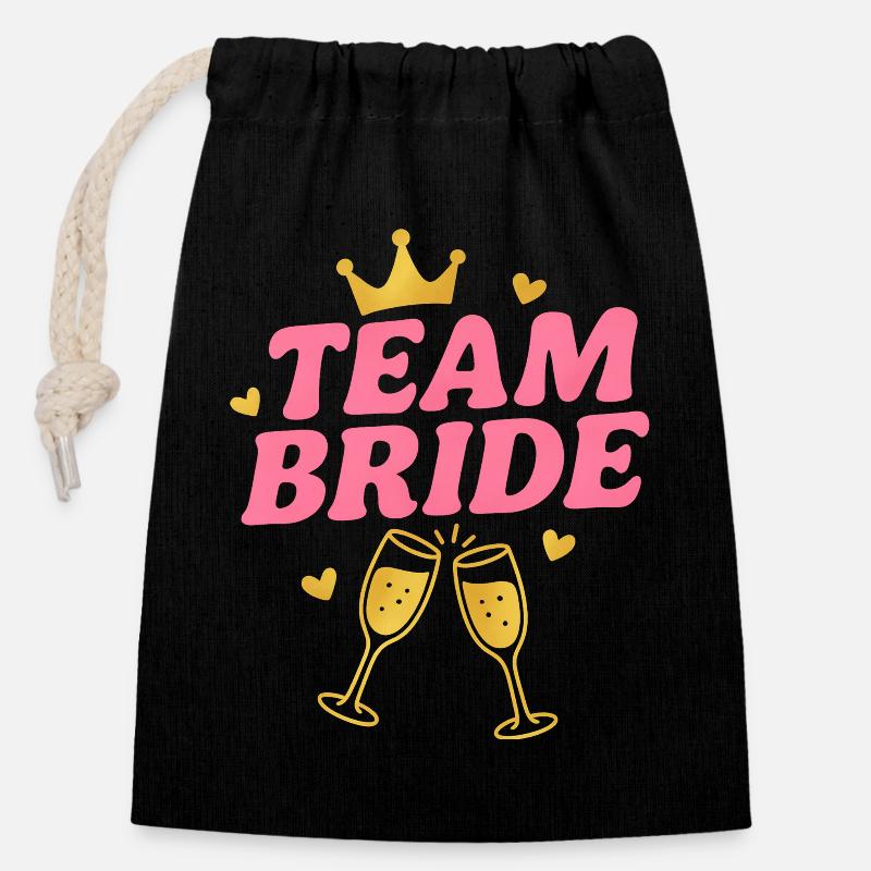 Team Bride - Closable cotton gift bag (14x20cm) - black