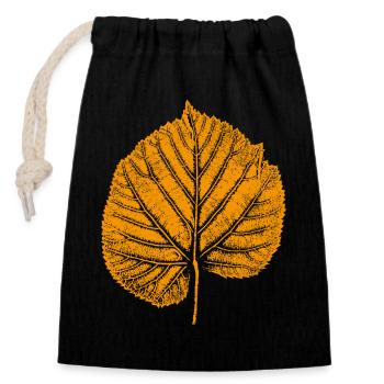 feuille de tilleul - Sac cadeau en coton avec cordon (14 x 20 cm) - noir - Devant
