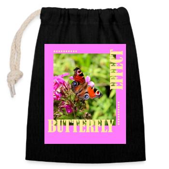 Butterfly Effect Foto Design - Verschließbarer Geschenkbeutel aus Baumwolle (14x20cm) - Schwarz - Vorne