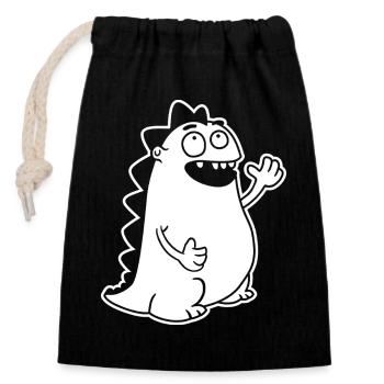 Ondulation de dinosaures – kawaii, dessin animé et joie primitive - Sac cadeau en coton avec cordon (14 x 20 cm) - noir - Devant
