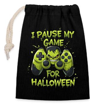 Gamepad Gamer Halloween Zombie Zocker macht Pause - Verschließbarer Geschenkbeutel aus Baumwolle (14x20cm) - Schwarz - Vorne