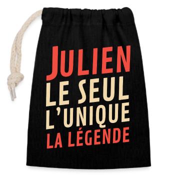 Julian–The One, the Only, the Legend - Closable cotton gift bag (14x20cm) - black - Front