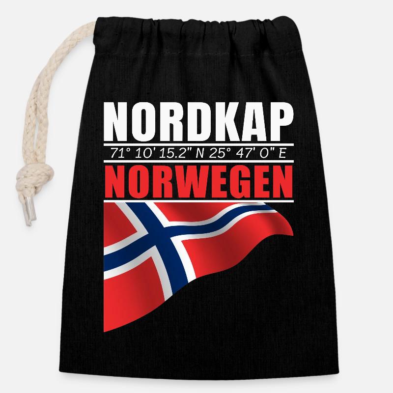 Cap Nord - Sac cadeau en coton avec cordon (14 x 20 cm) - noir