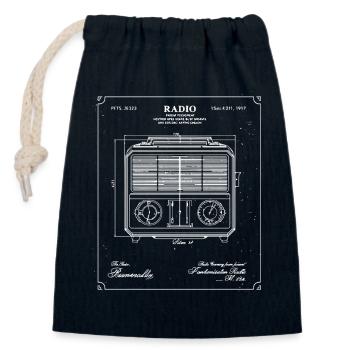 Plan de radio vintage - Sac cadeau en coton avec cordon (14 x 20 cm) - bleu marine - Devant