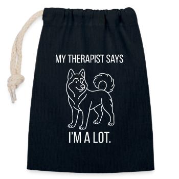 Humour husky - Trop cool pour s’asseoir - Sac cadeau en coton avec cordon (14 x 20 cm) - bleu marine - Devant