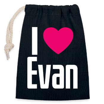 I Love Evan Pinkes Herz Ich liebe Evan - Verschließbarer Geschenkbeutel aus Baumwolle (14x20cm) - Navy - Vorne