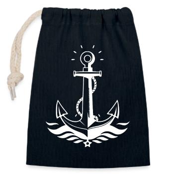 Anchor Seaman Sailor Northern Germany Gift - Closable cotton gift bag (14x20cm) - navy - Front
