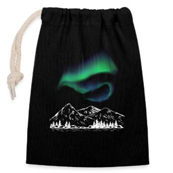 Aurora Alpenkarte - Verschließbarer Geschenkbeutel aus Baumwolle (14x20cm) - Schwarz - Vorne