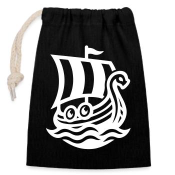 Bateau Dragon Viking - Sac cadeau en coton avec cordon (14 x 20 cm) - noir - Devant