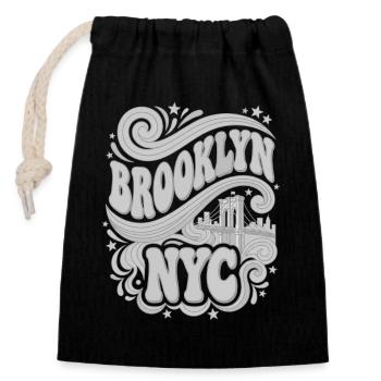 Brooklyn NYC – Retro 70er Bridge Grey - Verschließbarer Geschenkbeutel aus Baumwolle (14x20cm) - Schwarz - Vorne
