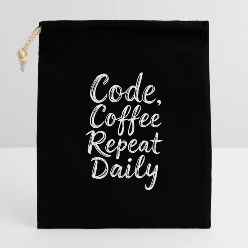 Code Sleep Debug Repeat Programmer Shirt Sac cadeau en coton avec cordon (14 x 20 cm)