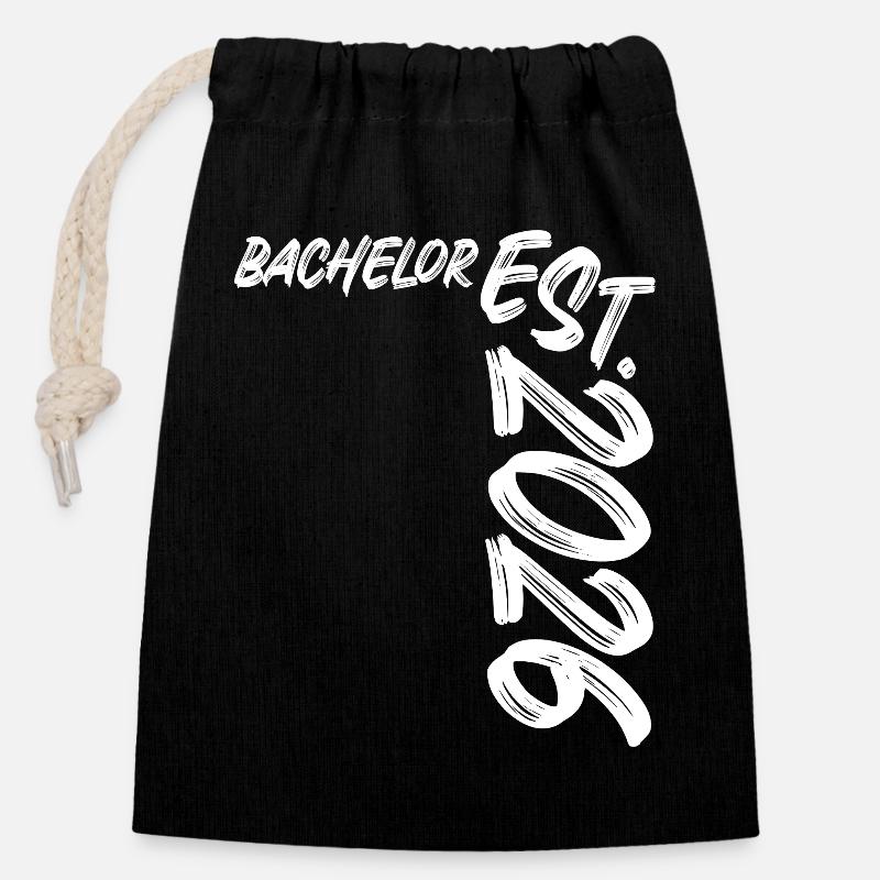 Bachelor Est. 2026 - Verschließbarer Geschenkbeutel aus Baumwolle (14x20cm) - Schwarz