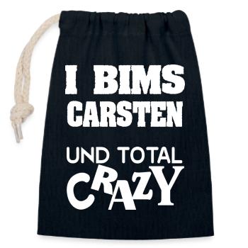 First name Carsten - Closable cotton gift bag (14x20cm) - navy - Front