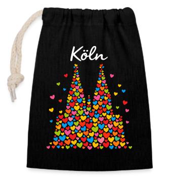 Cologne Carnival Alaaf Confetti Gift - Closable cotton gift bag (14x20cm) - black - Front